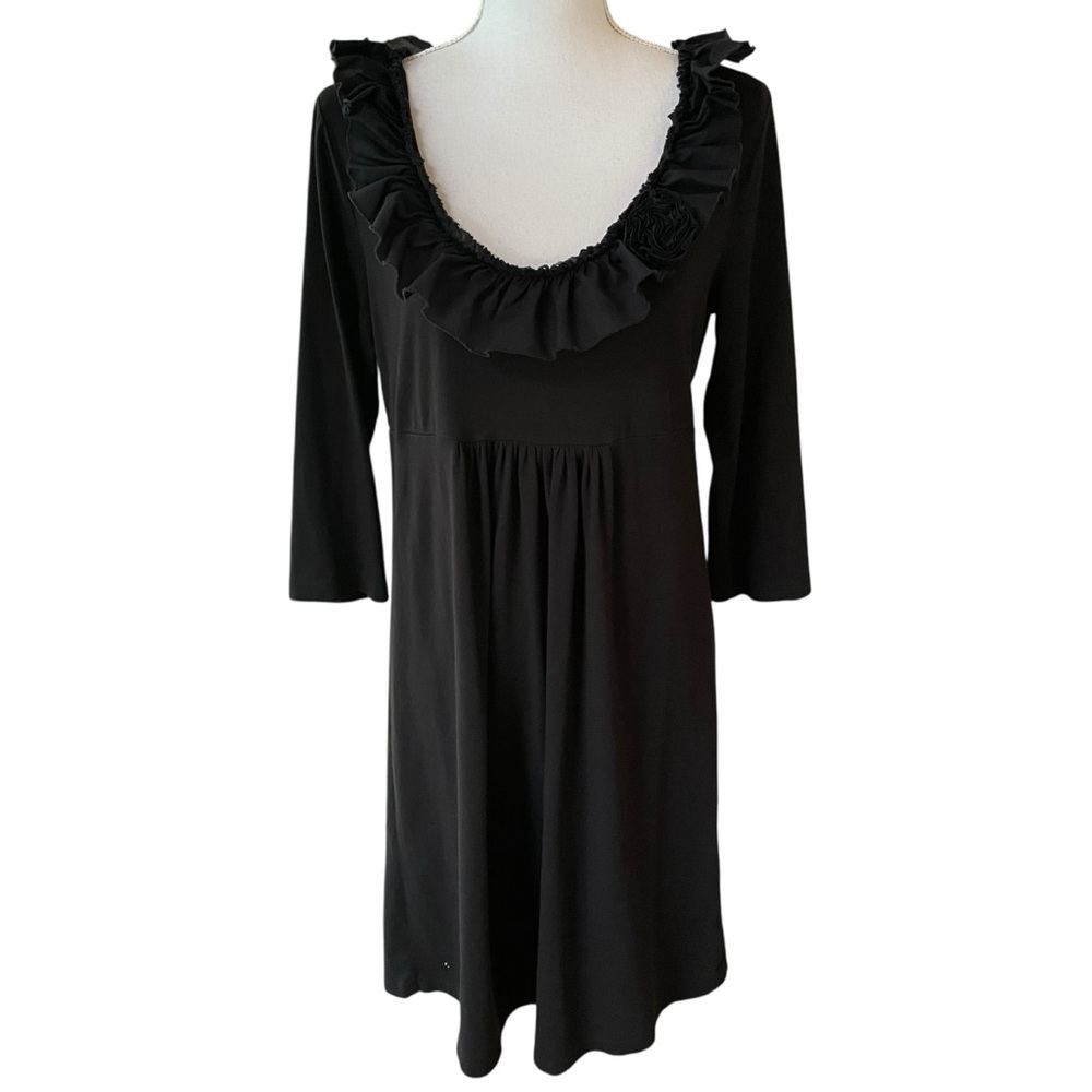 J. Crew Black Long Sleeve Ruffle Dress. Size L